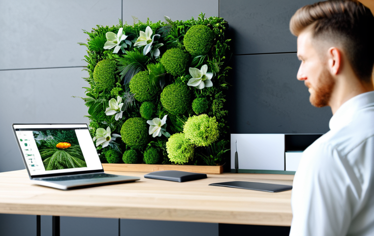 원예디자이너 업무 효율화 팁 - Modern Garden Design Visualization**
"A professional floral designer presenting a 3D model of a gar...