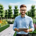 Home 20 원예디자이너 연봉 현실 - A professional landscape designer in a modern Moscow urban park setting, wearing smart casual clothi...