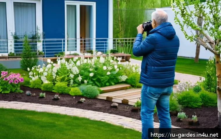 원예디자이너 자격증 취득 후 진로 - A professional landscape designer photographing a residential garden project in Russia during late s...